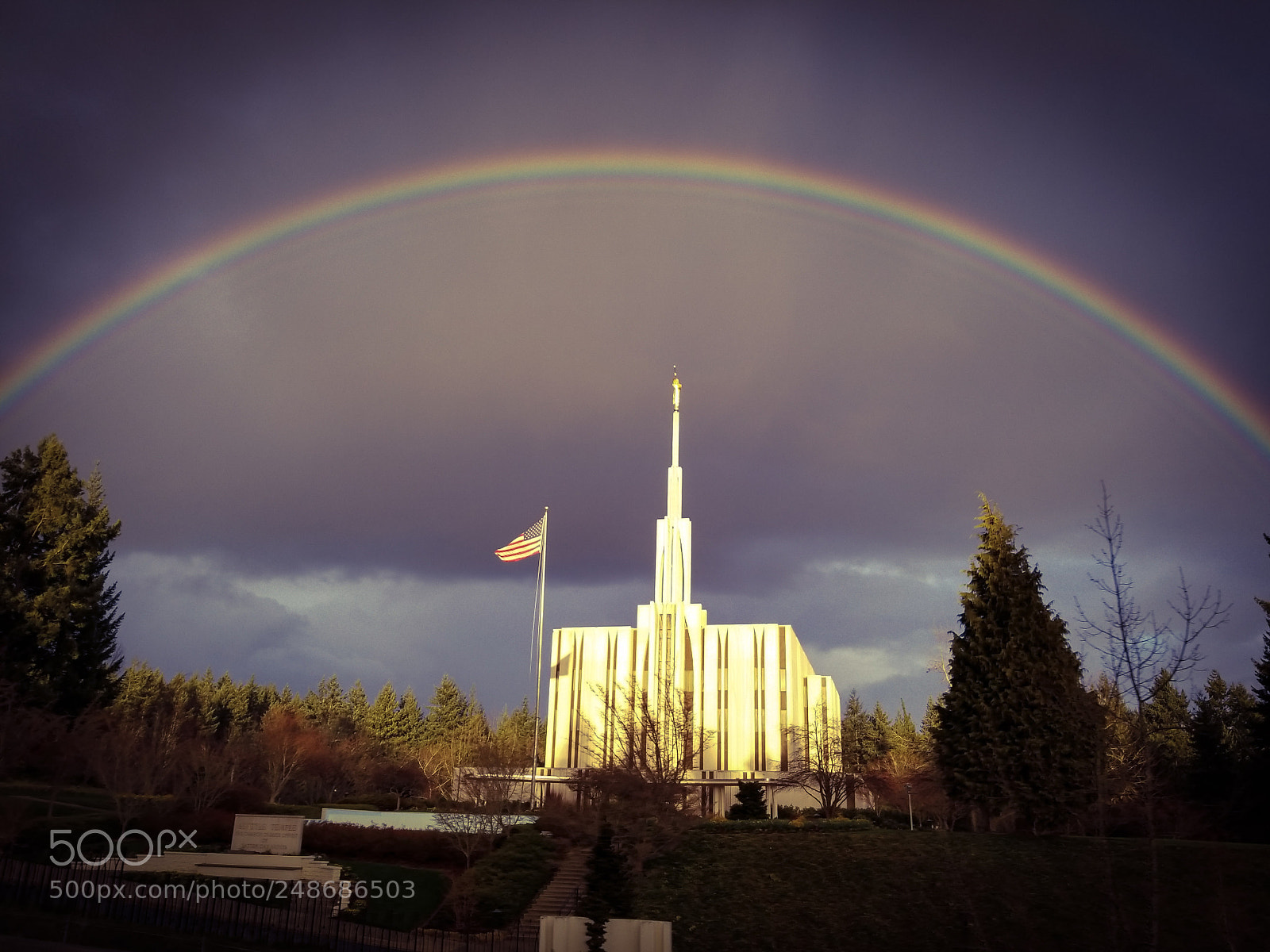Samsung Galaxy S8 sample photo. Rainbow over church photography