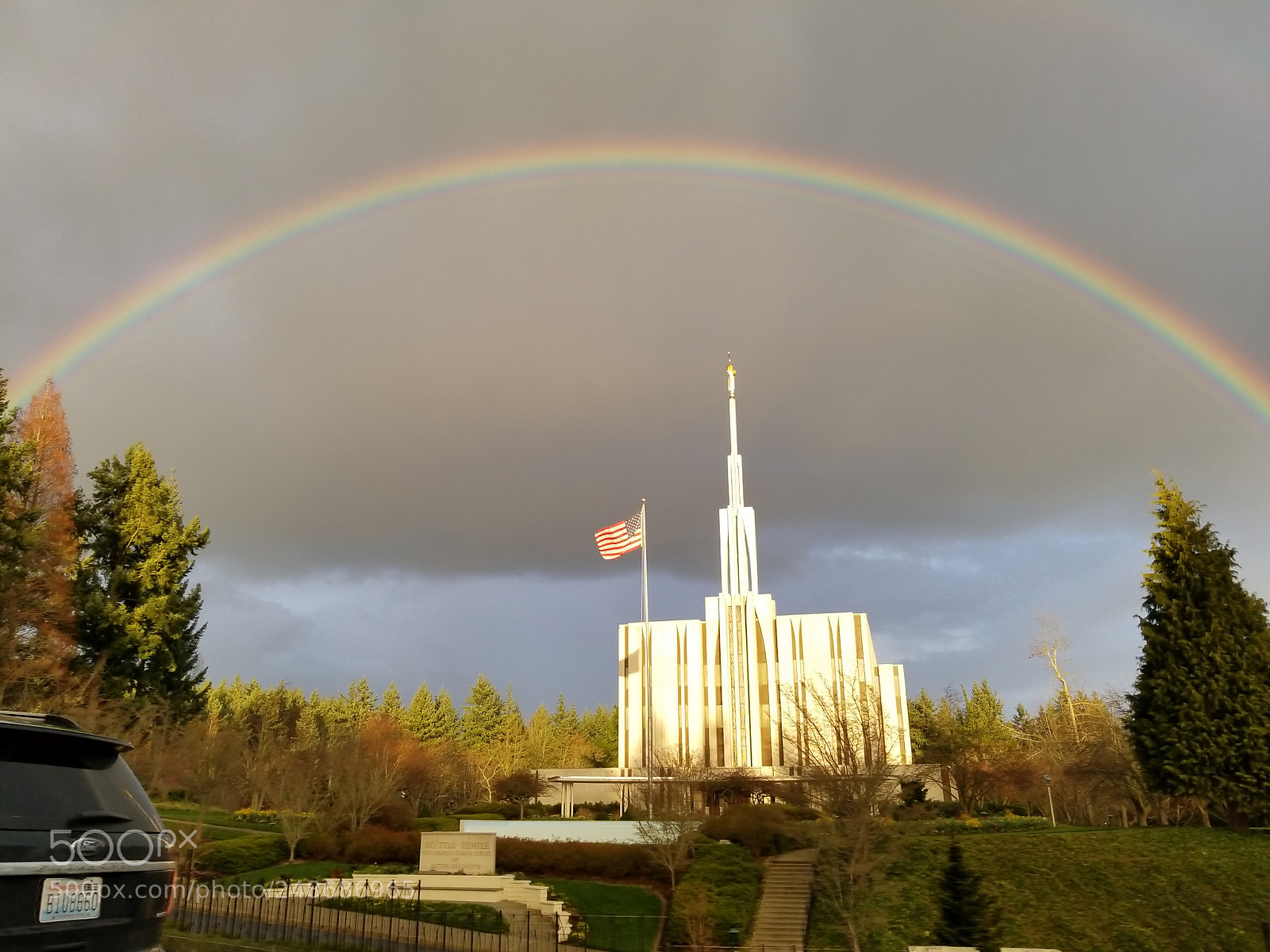 Samsung Galaxy S8 sample photo. Rainbow over church photography