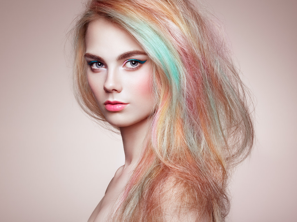 Beauty fashion model girl with colorful dyed hair by Oleg Gekman / 500px