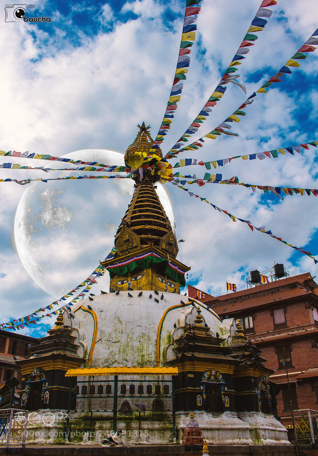 Canon EOS 700D (EOS Rebel T5i / EOS Kiss X7i) sample photo. Stupa moon photography