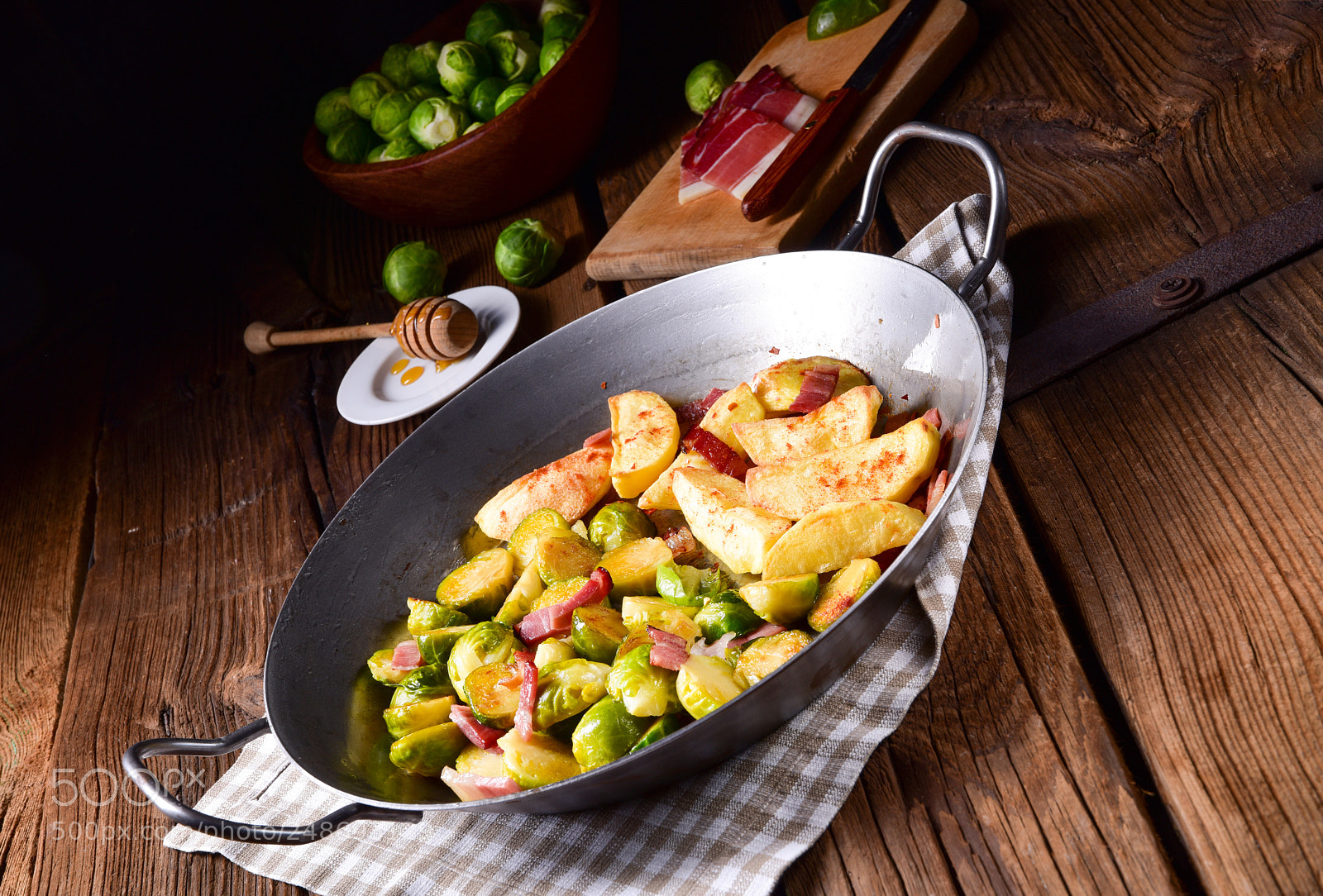 Nikon D810 sample photo. Brussels sprouts with ham photography