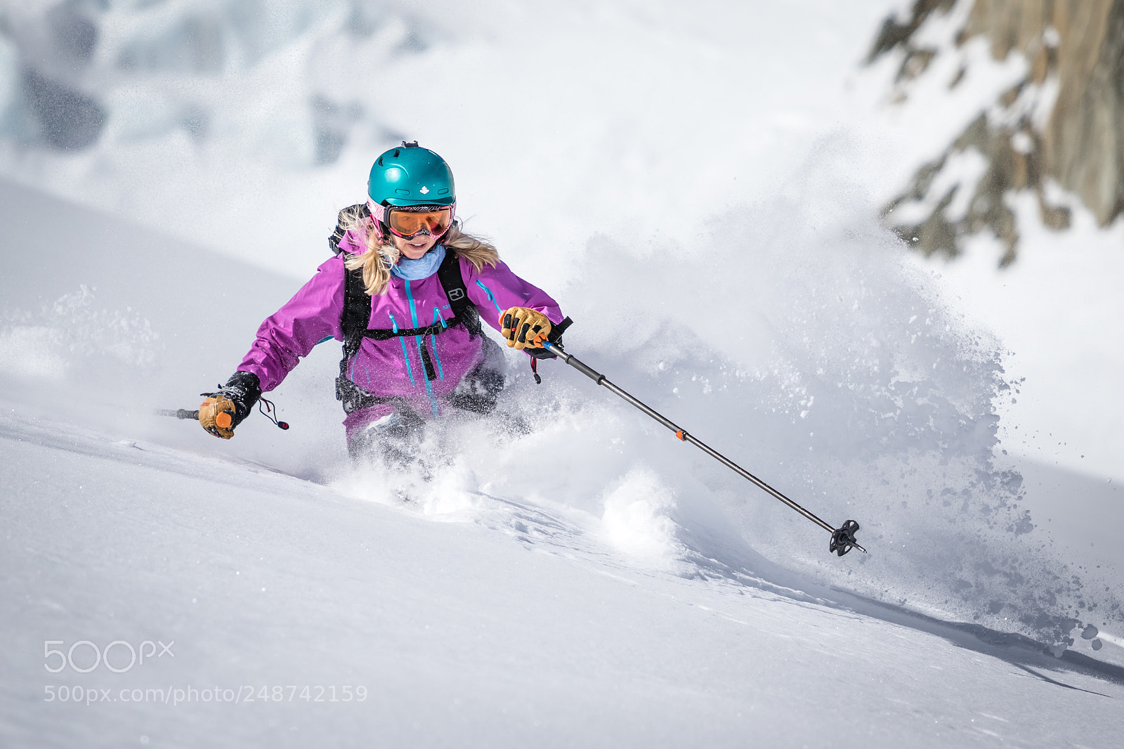 Canon EOS 7D Mark II sample photo. Kate in the powder photography