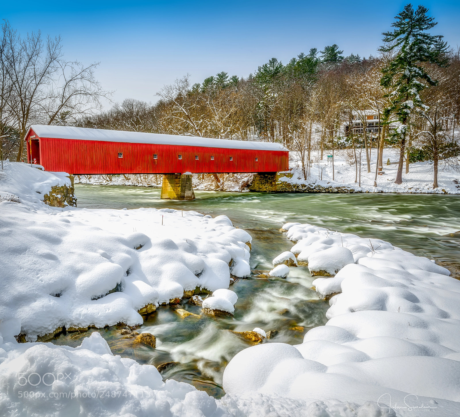 Nikon D810 sample photo. Covered bridge winter wonder photography