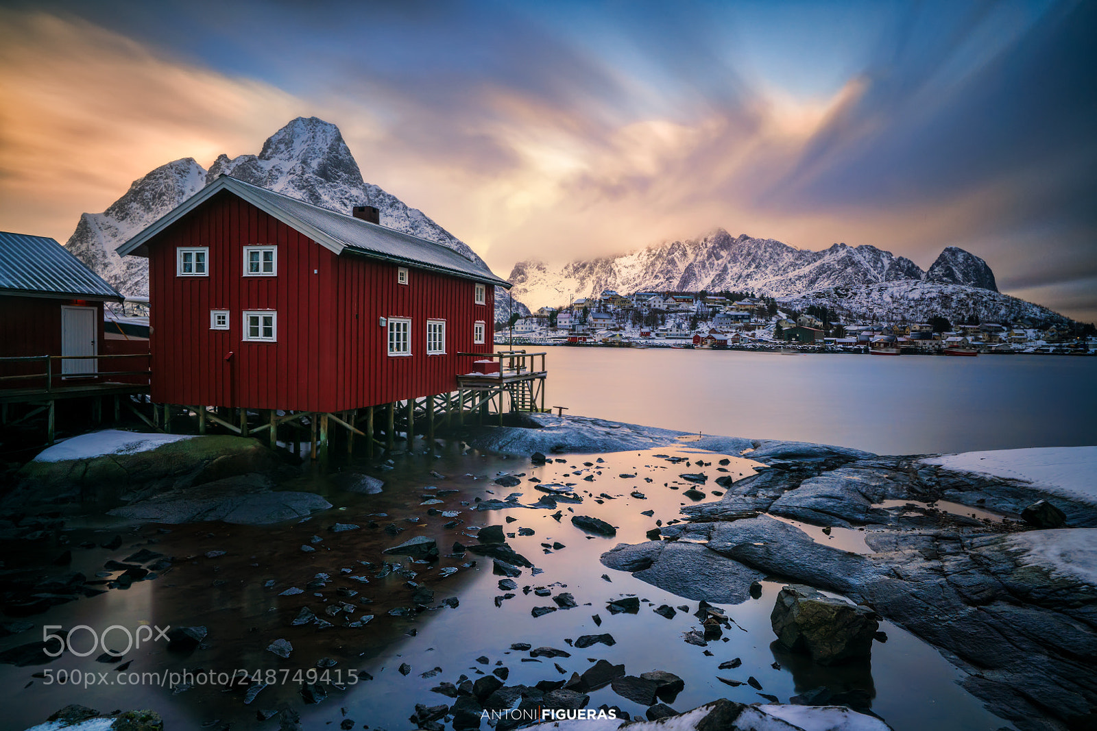 Sony a7R II sample photo. Reine, red cabin photography