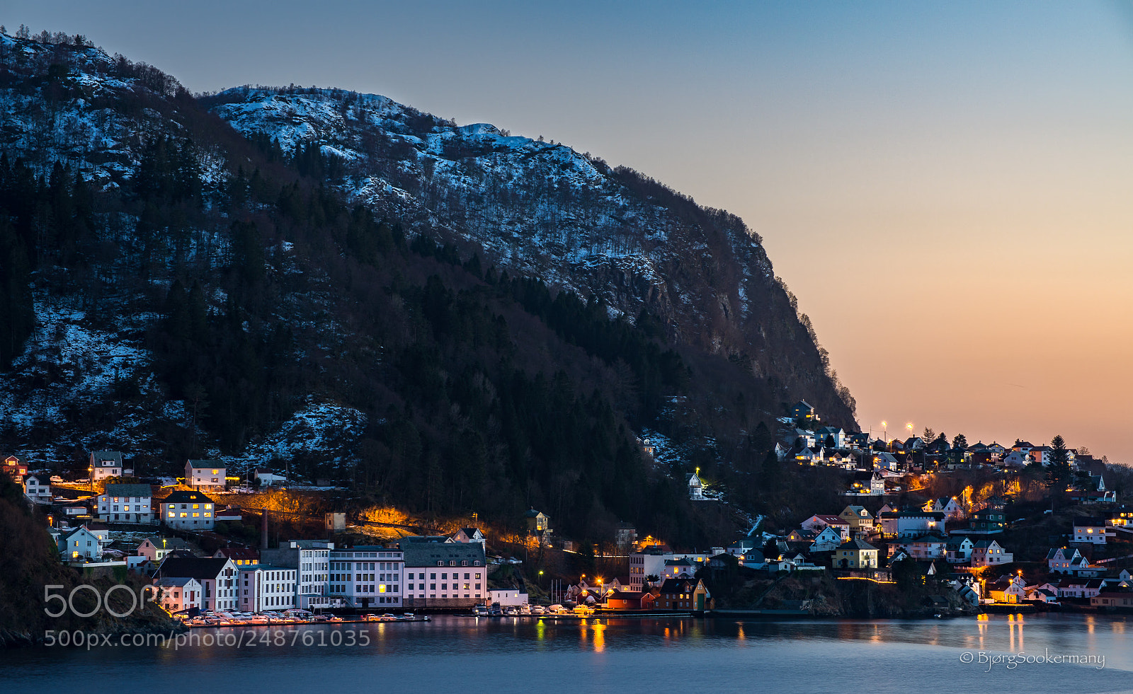 Nikon D600 sample photo. Salhus at nightfall photography
