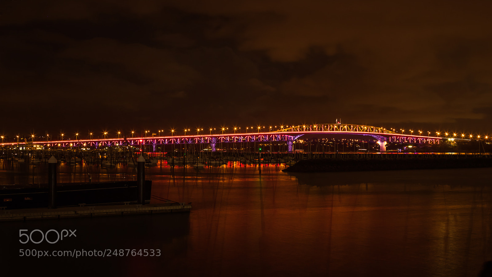 Canon EOS 7D Mark II sample photo. Auckland harbour bridge red photography