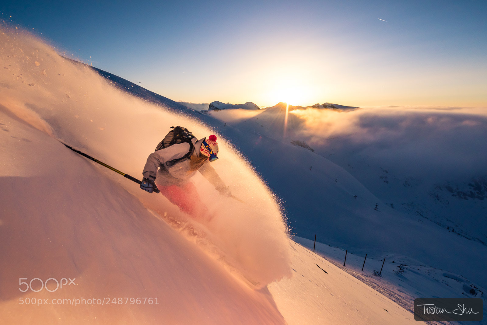 Nikon D810 sample photo. Sunset powder turn with photography