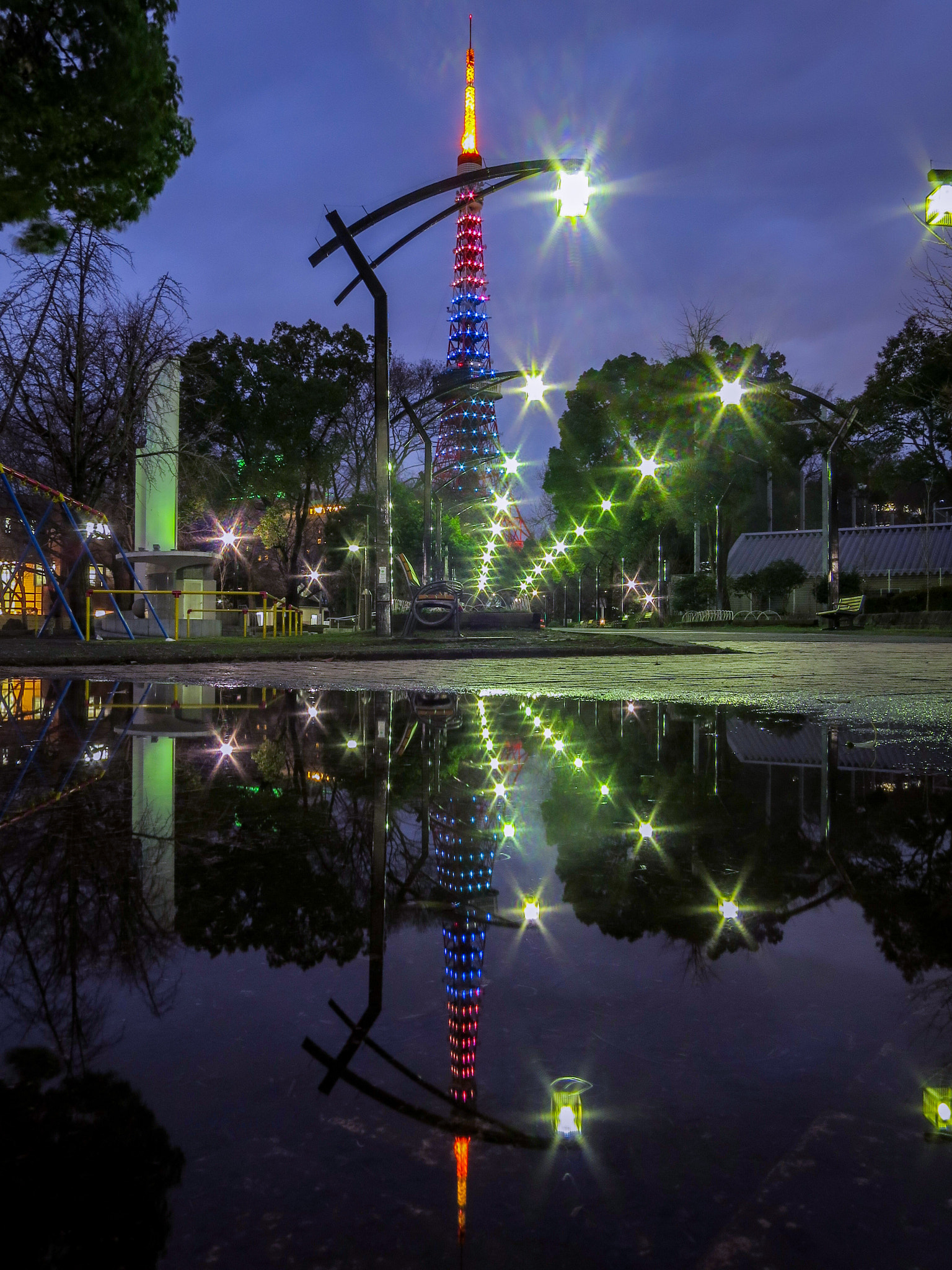 Canon PowerShot S120 sample photo. Reflection of tokyo tower with paralympics color photography