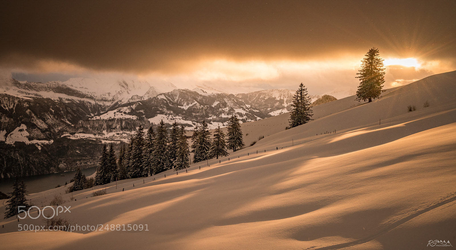Sony a7R II sample photo. Sunset and snowfall photography