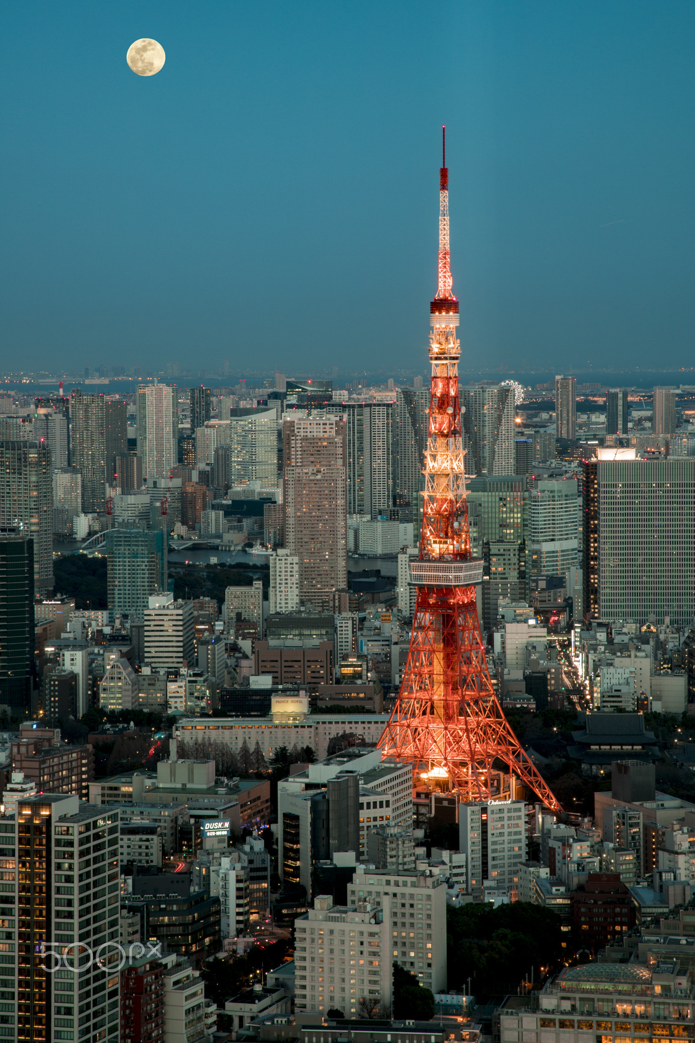 Tokyo tower and moon