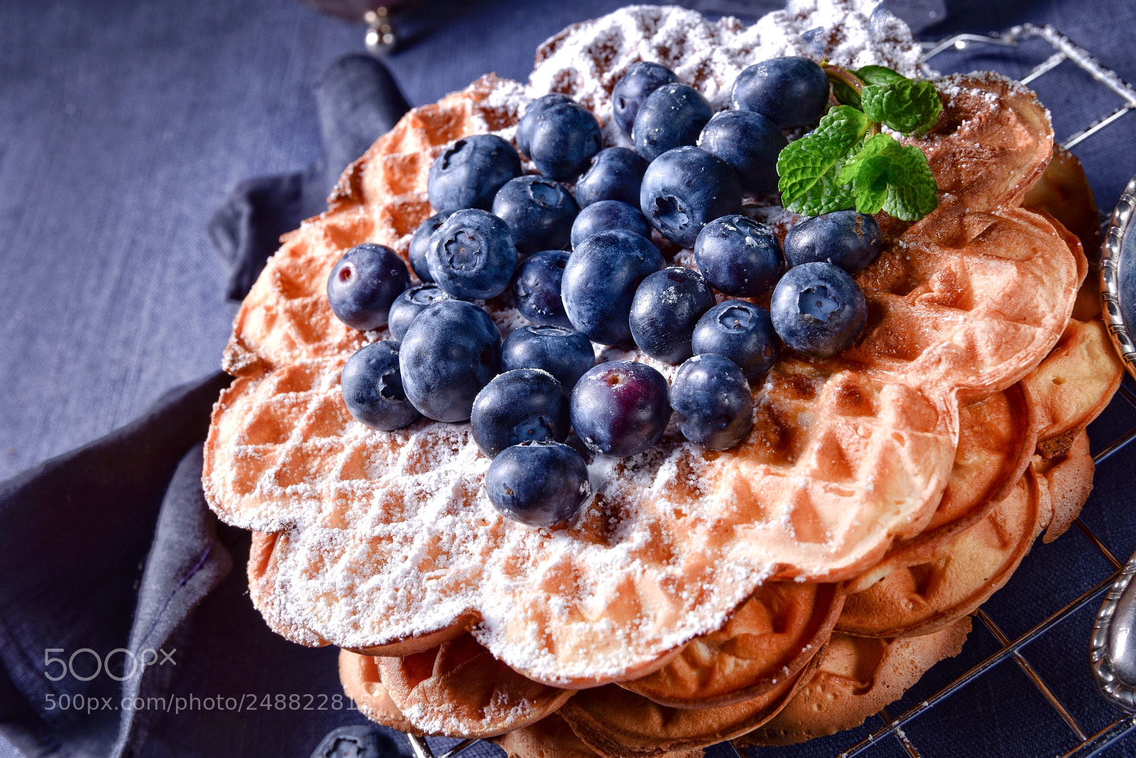 Nikon D810 sample photo. Waffles with blueberries photography