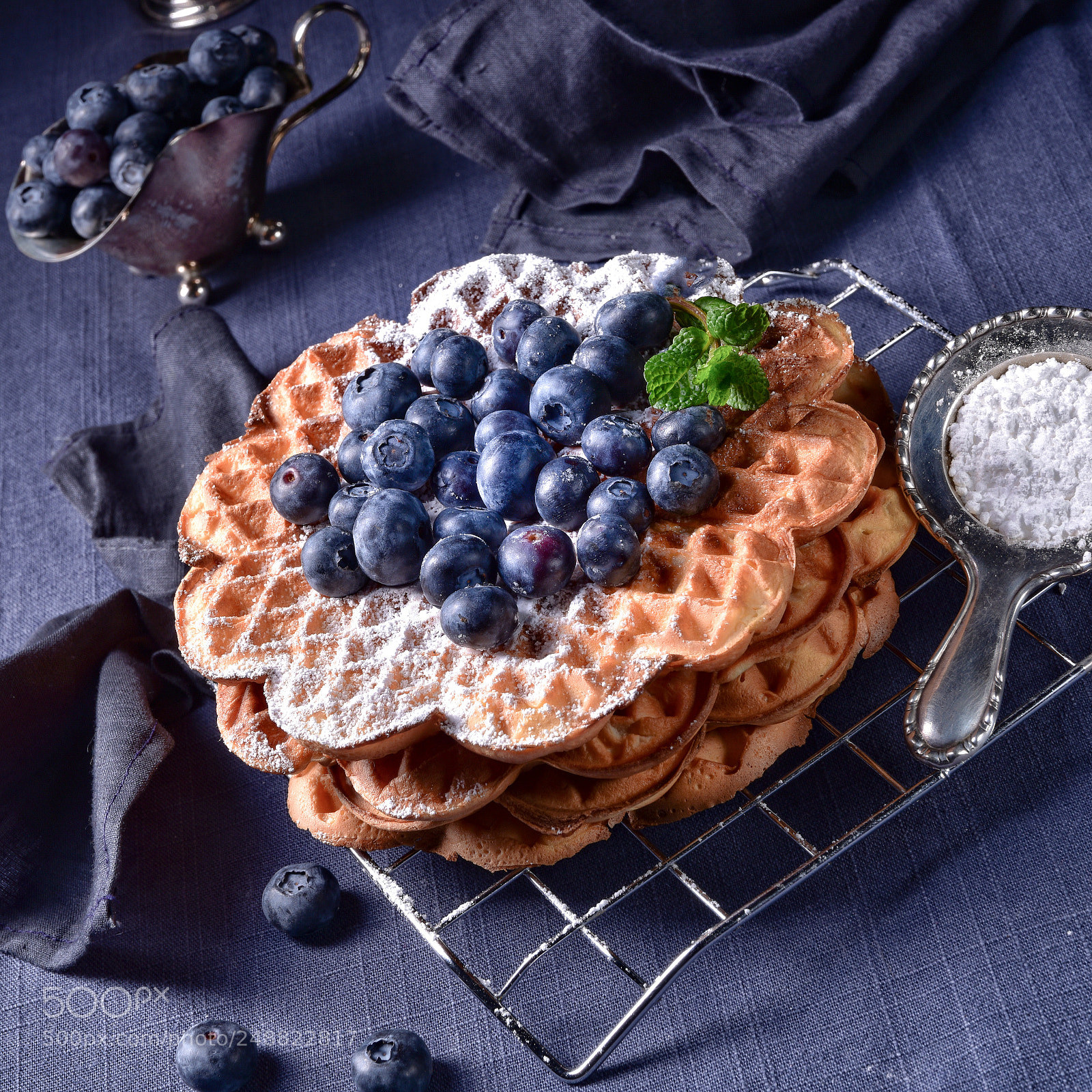 Nikon D810 sample photo. Waffles with blueberries photography