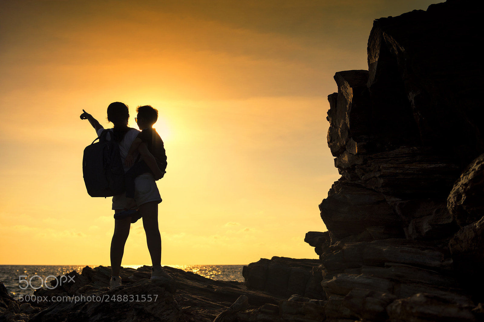 Nikon D810 sample photo. Silhouette mother and son photography