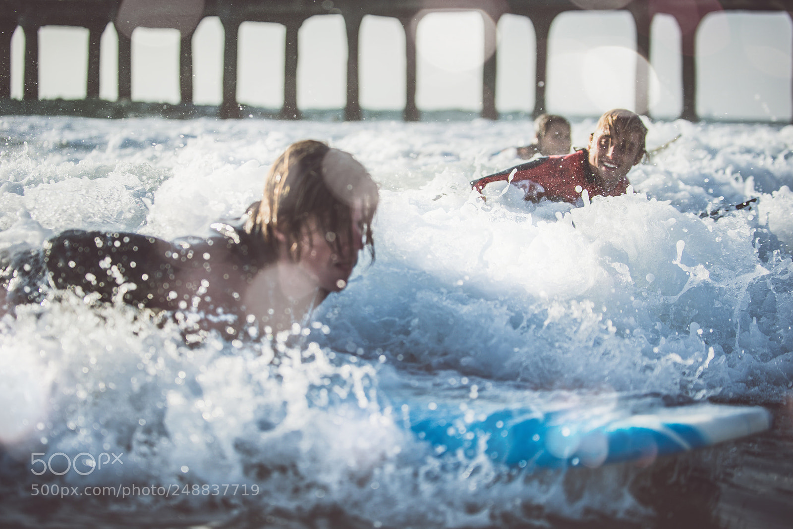 Nikon D610 sample photo. Three surfers practicing in photography