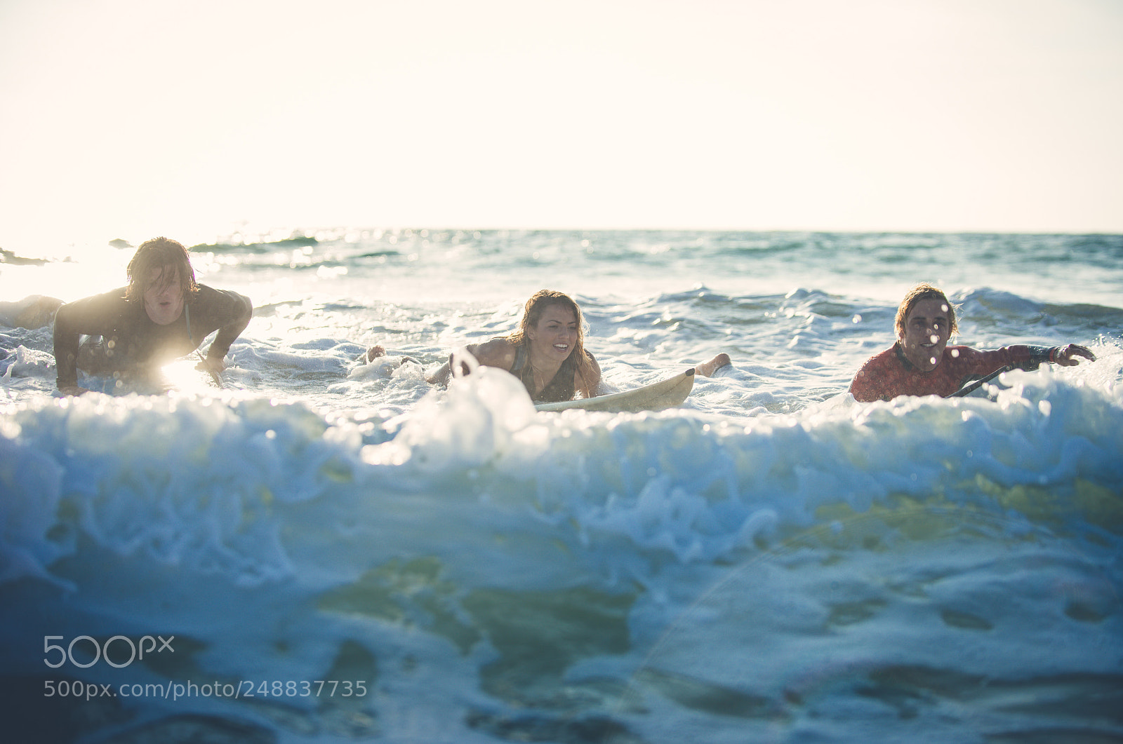 Nikon D610 sample photo. Three surfers practicing in photography