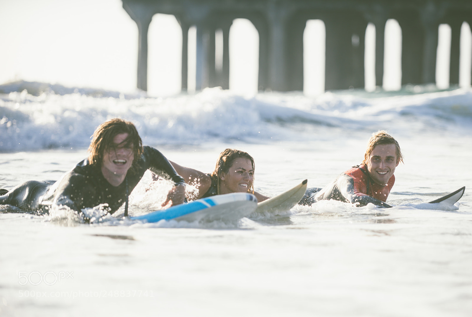 Nikon D610 sample photo. Three surfers practicing in photography