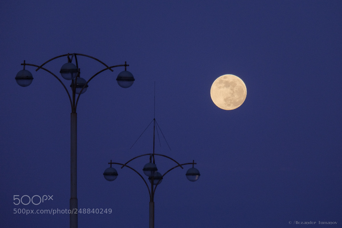 Fujifilm X-T1 sample photo. Moon on blue photography