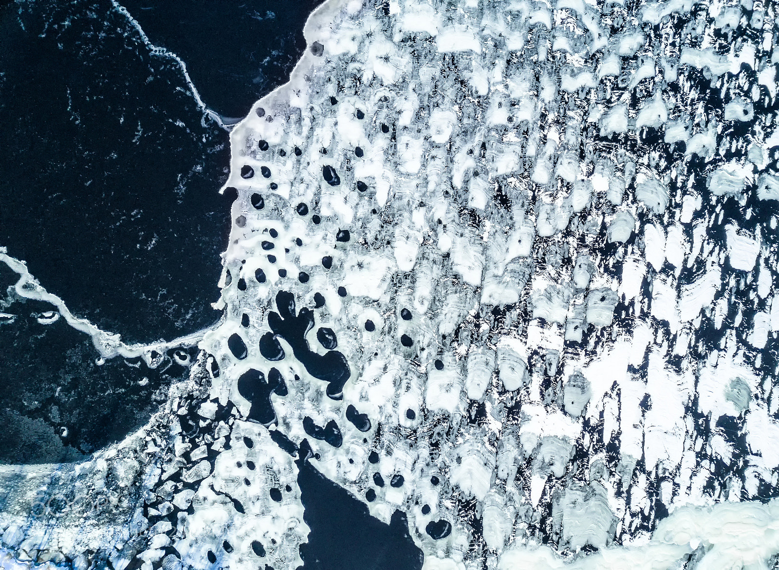 DJI FC220 sample photo. Ice patterns photography