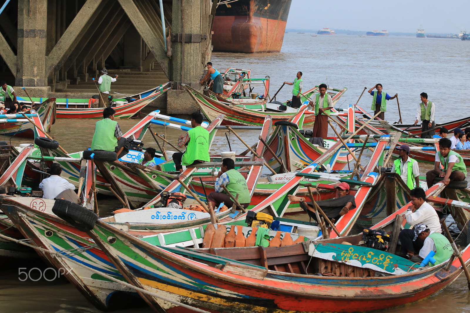 Sigma 70-200mm F2.8 EX DG OS HSM sample photo. Ferries of yangon jetty photography