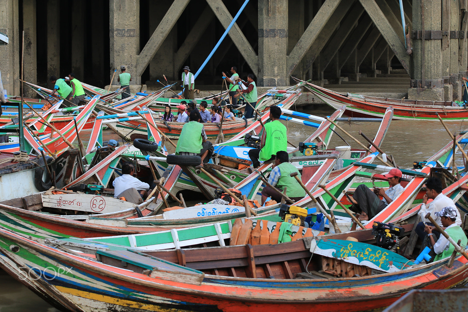 Sigma 70-200mm F2.8 EX DG OS HSM sample photo. Ferry boats at yangon jetty. photography