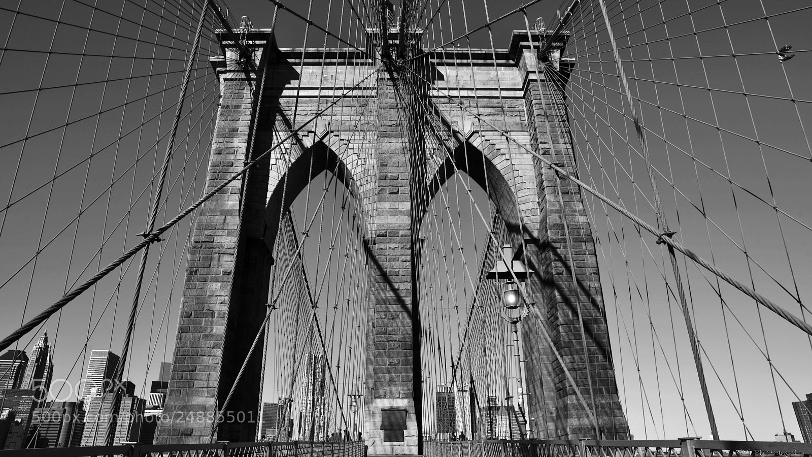 Nikon D610 sample photo. Brooklyn bridge b&w photography