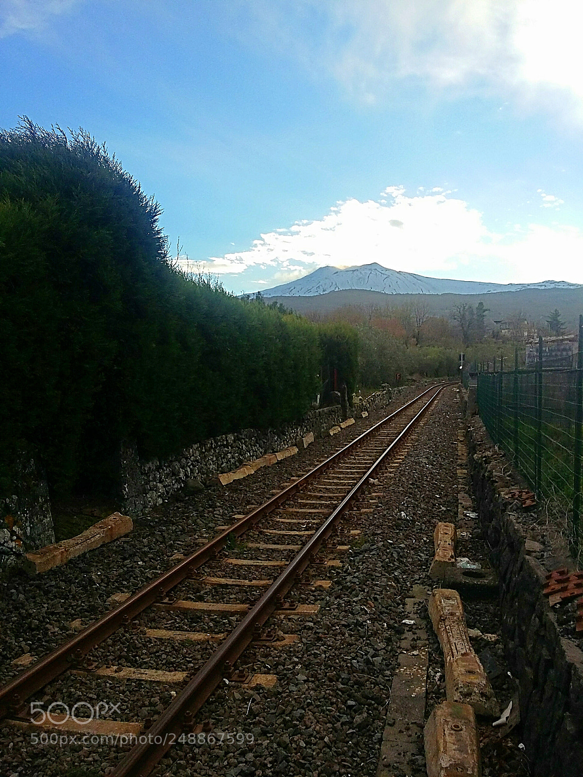 Samsung Galaxy Grand Prime sample photo. Railway track with etna photography