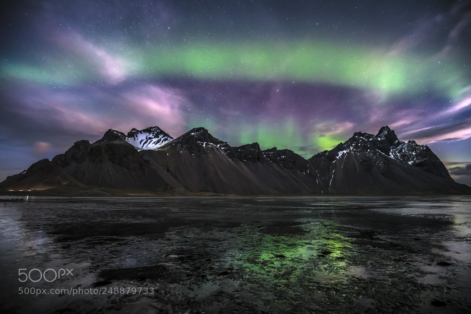 Nikon D850 sample photo. Aurora over vestrahorn photography