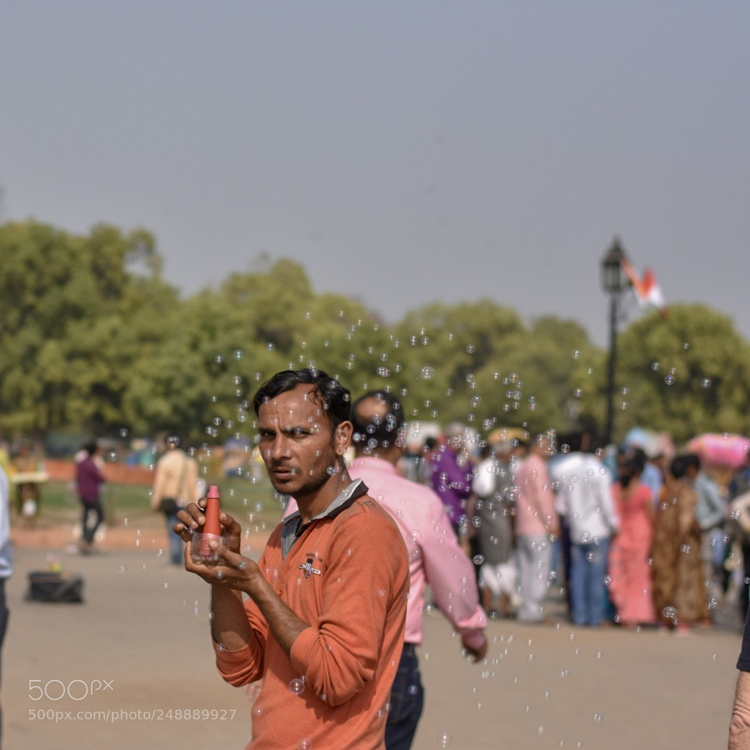 Nikon D3400 sample photo. Bubble man photography
