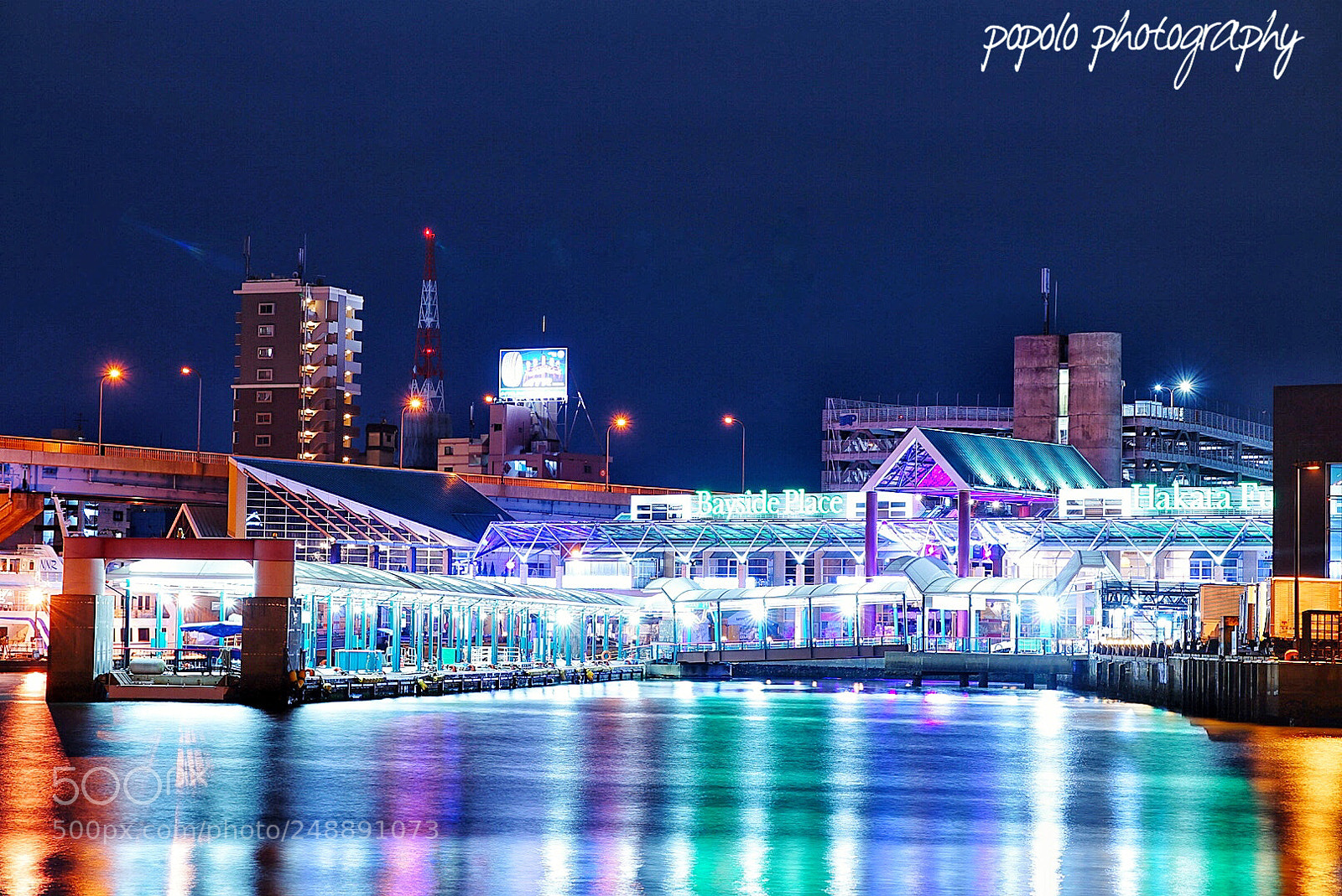 Sony a7 II sample photo. Hakata bay night illumination photography