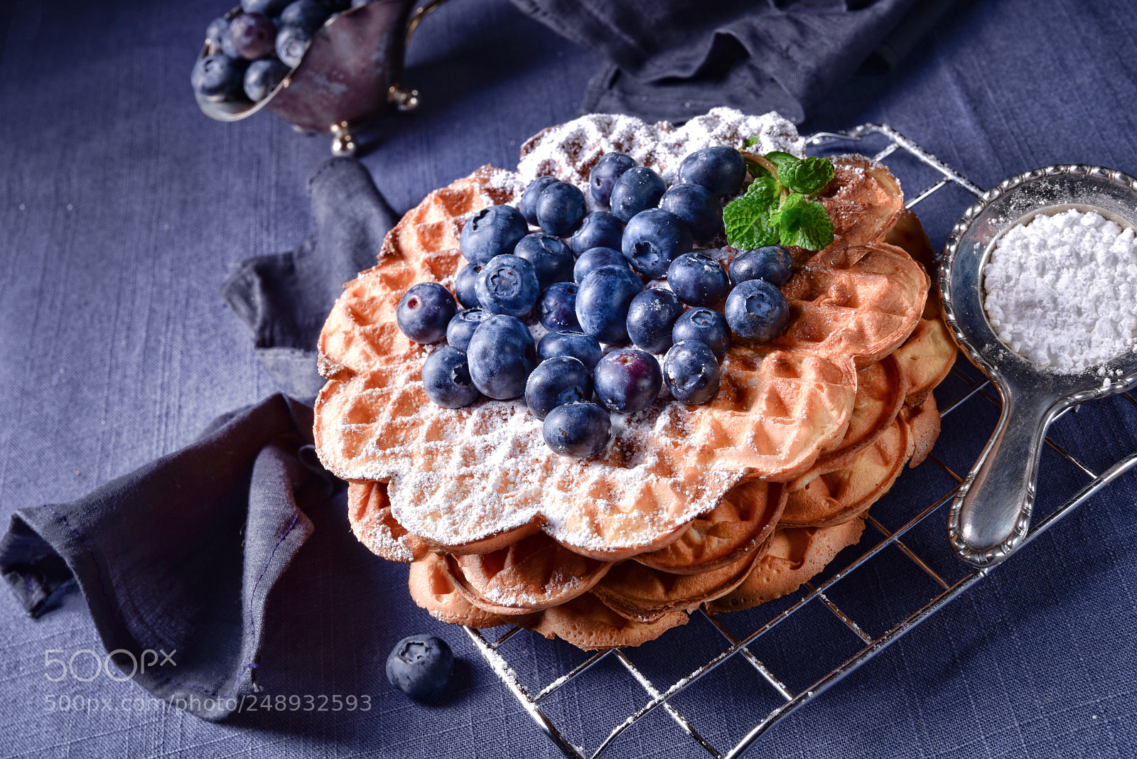 Nikon D810 sample photo. Waffles with blueberries photography