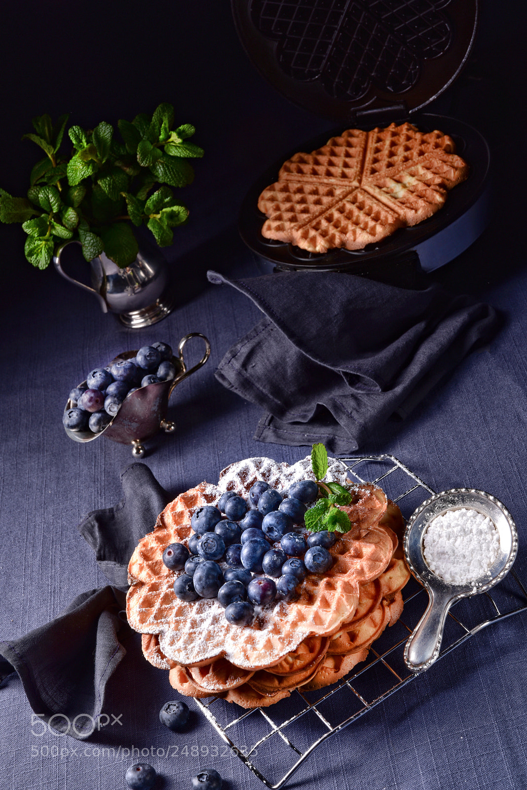 Nikon D810 sample photo. Waffles with blueberries photography
