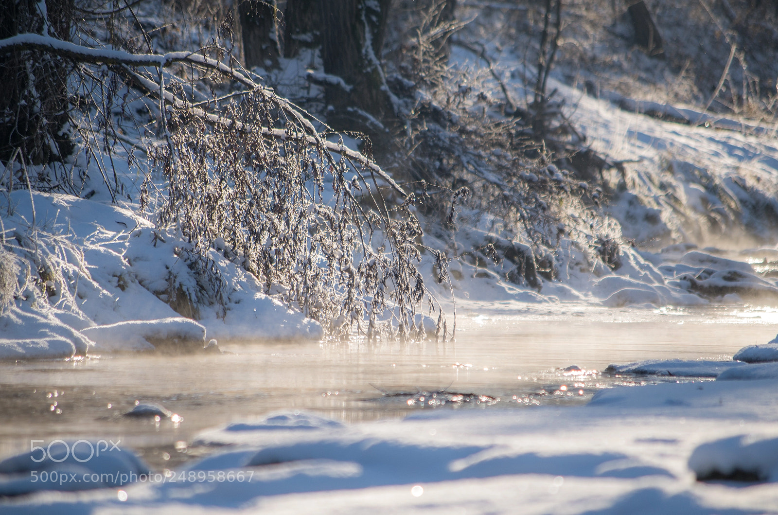 Pentax K-50 sample photo. Steaming stream photography