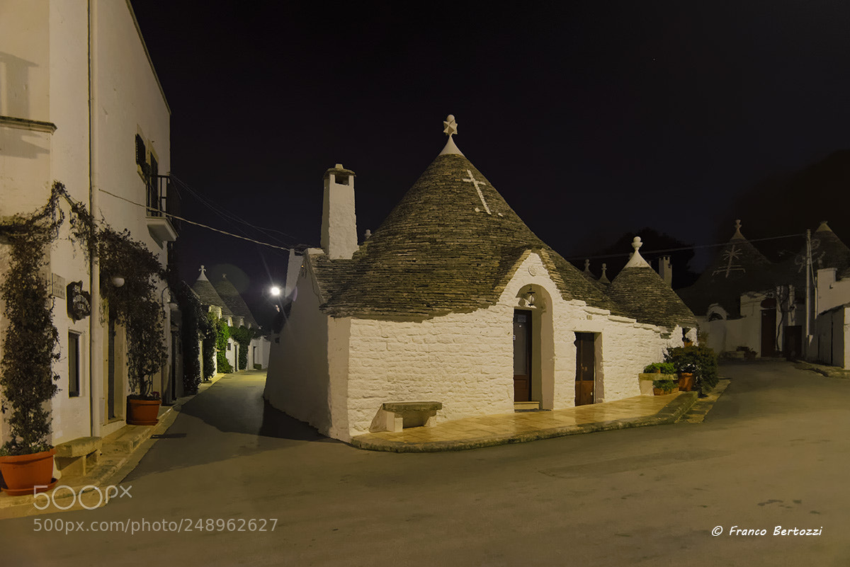 Nikon D610 sample photo. Alberobello night photography