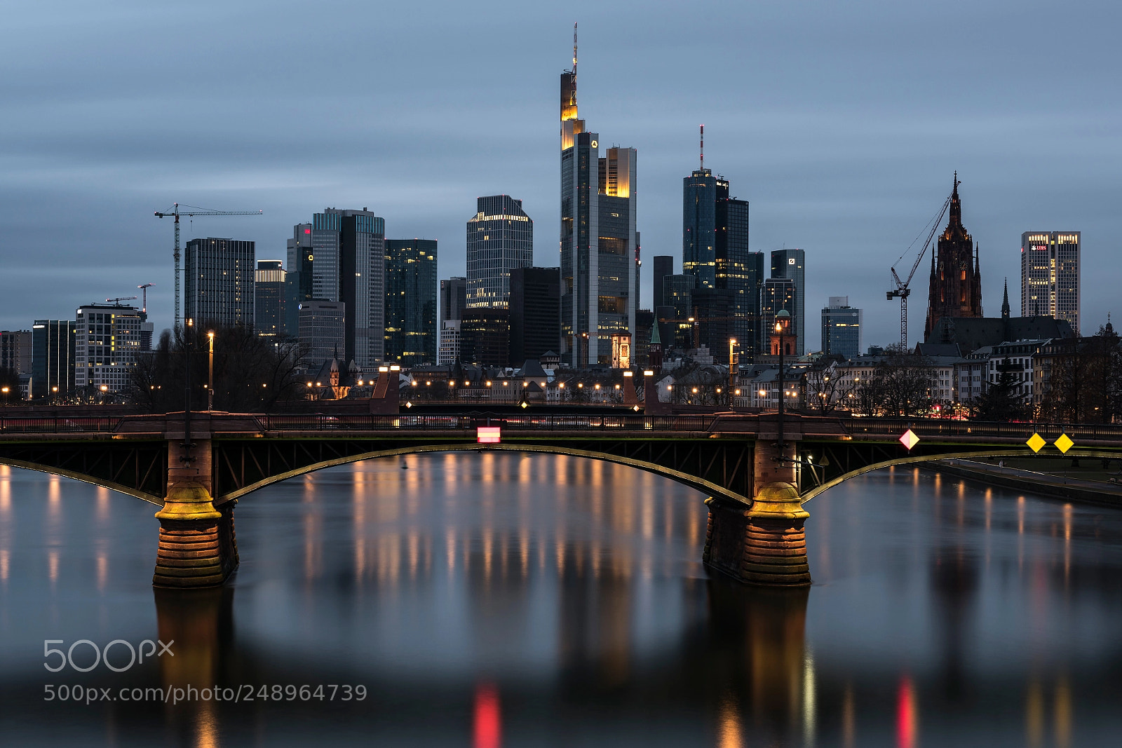 Nikon D810 sample photo. Blue hour at frankfurt photography
