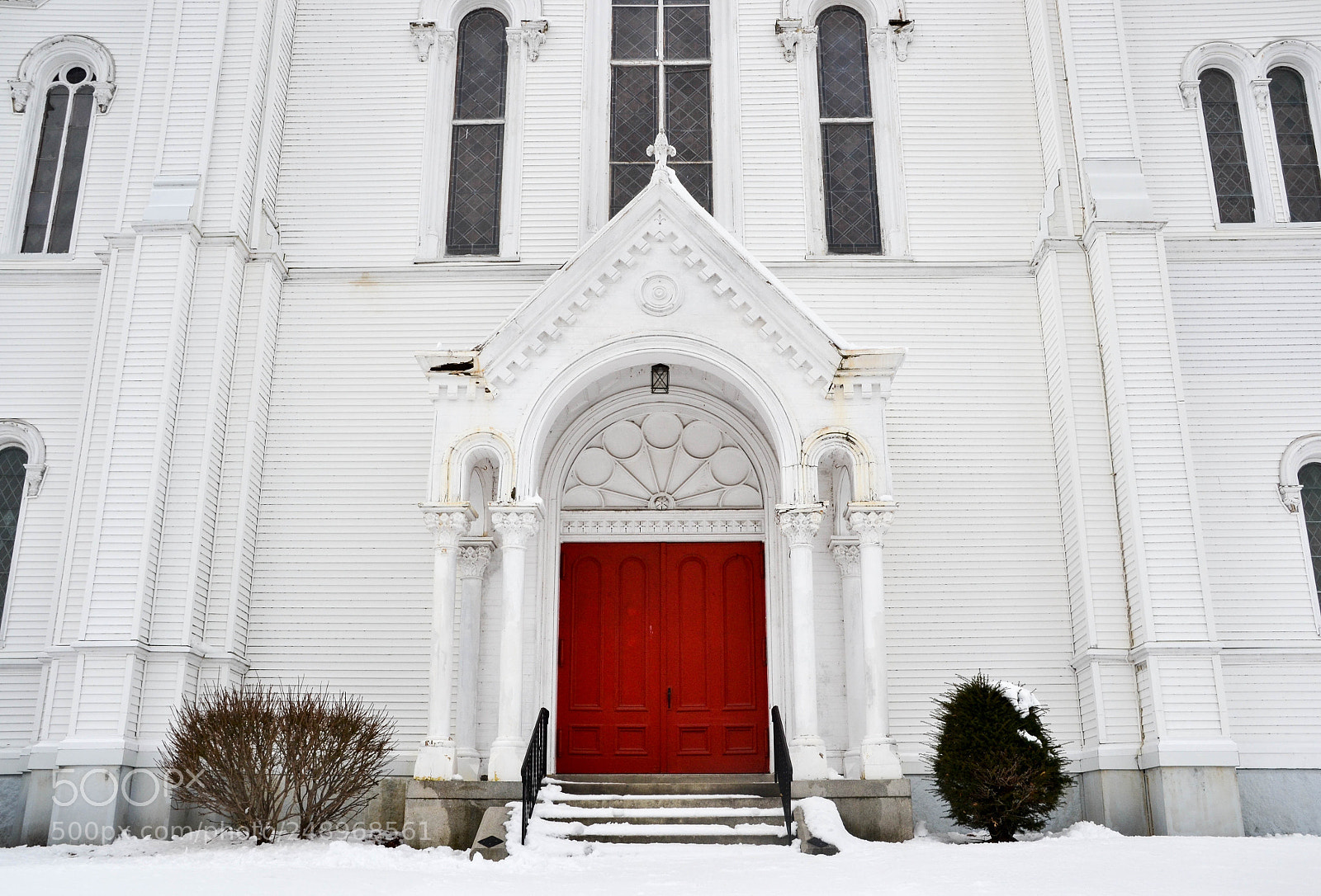 Nikon D3100 sample photo. White church, red door photography