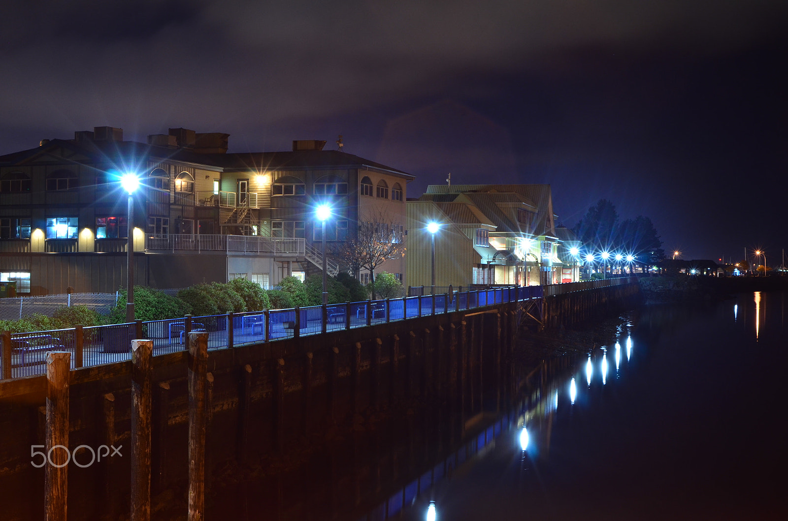Nikon D7000 sample photo. Campbell river docks at night photography