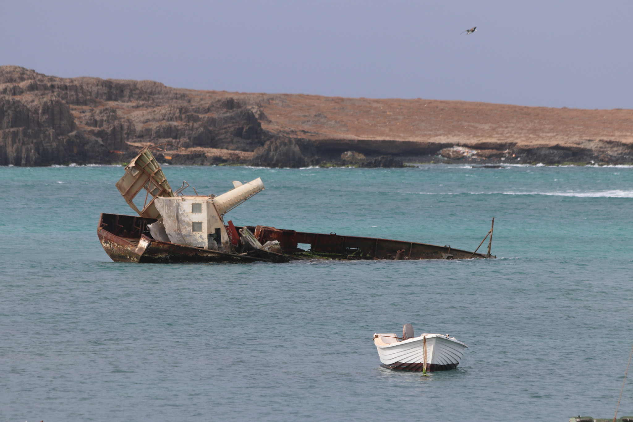 Canon EF 70-300mm F4-5.6 IS USM sample photo. Ship reck in sal rei harbour photography