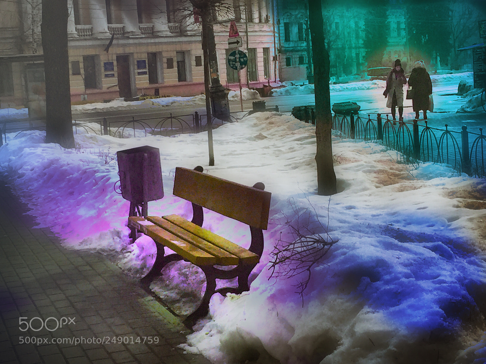 Apple iPhone 6 sample photo. Bench in snow park photography