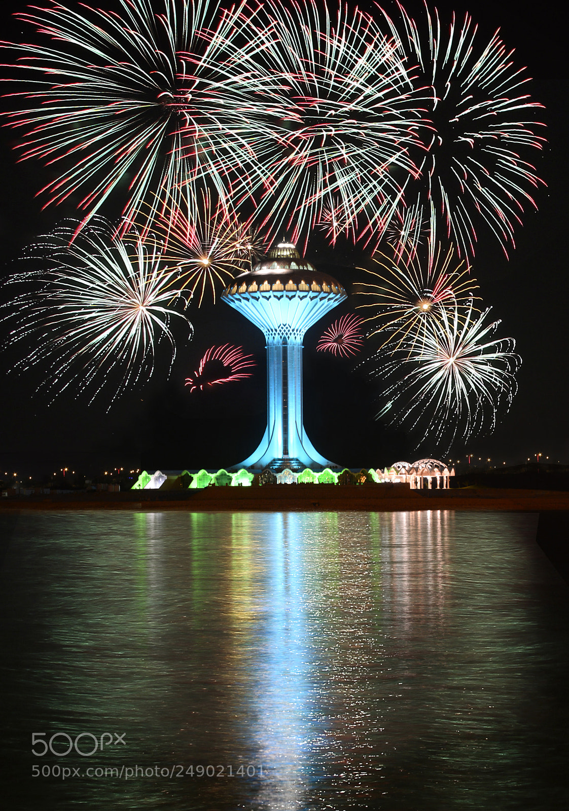 Nikon D800 sample photo. Khobar tower with fireworks photography