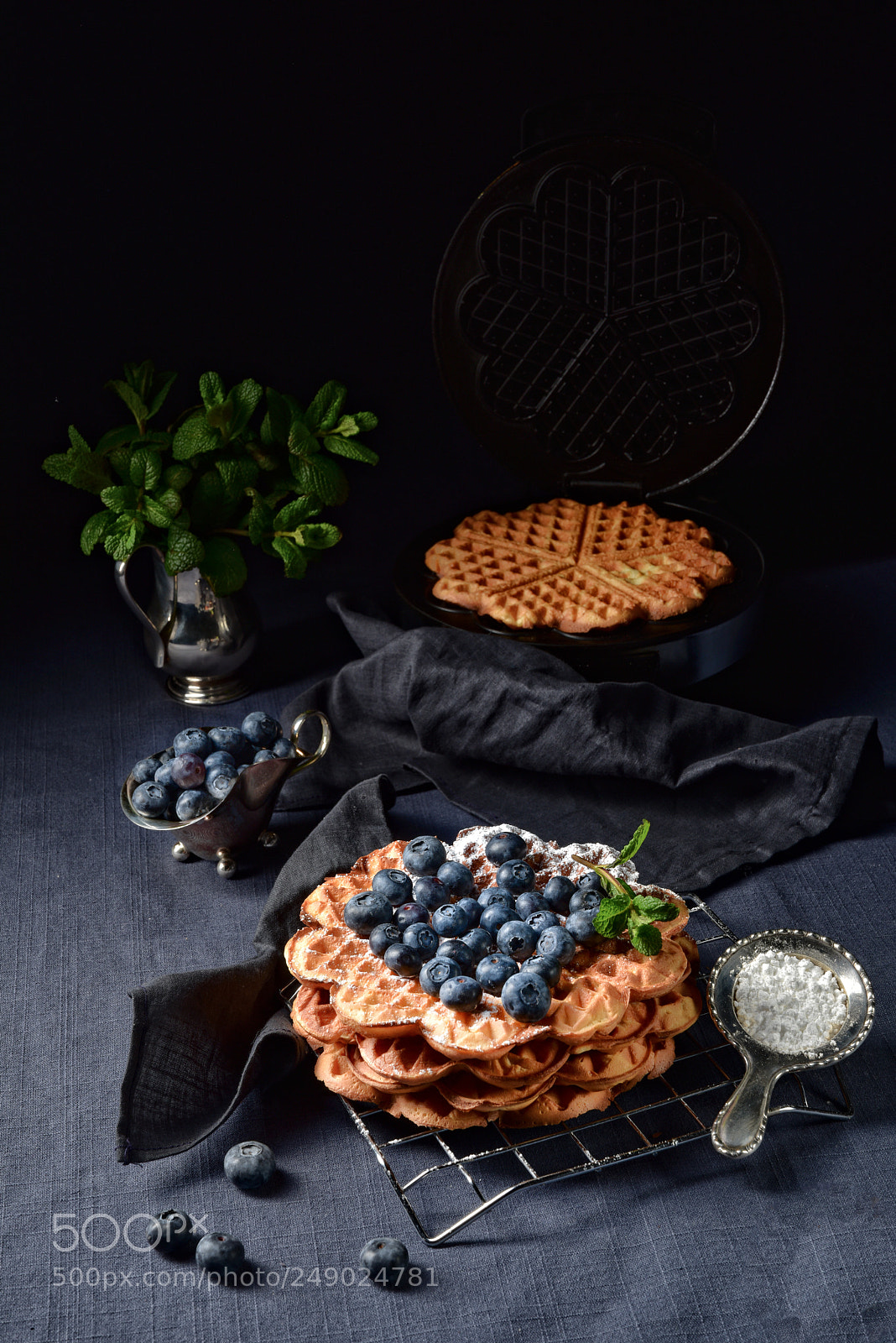 Nikon D810 sample photo. Waffles with blueberries photography