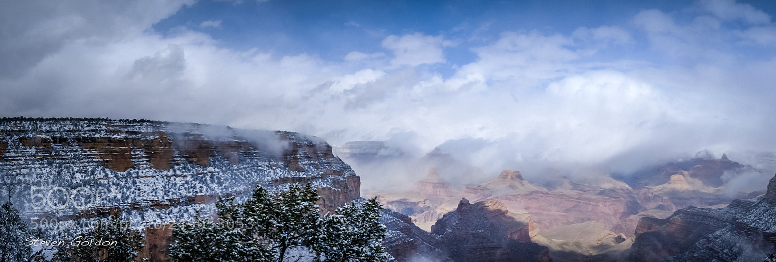 Fujifilm X-T2 sample photo. Grand canyon snow pano photography