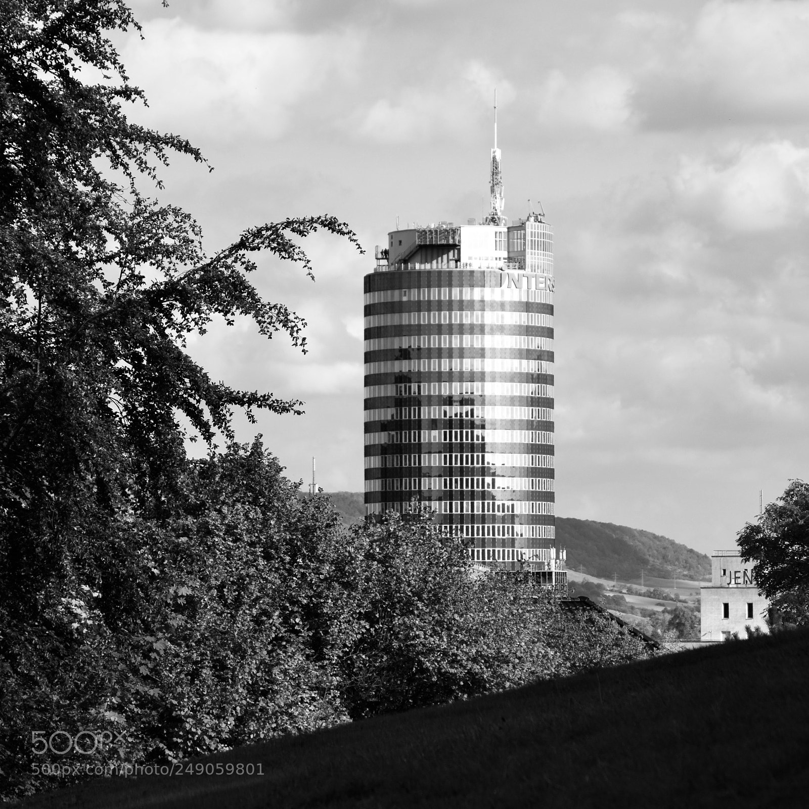 Nikon D3100 sample photo. Jena tower monochrome photography