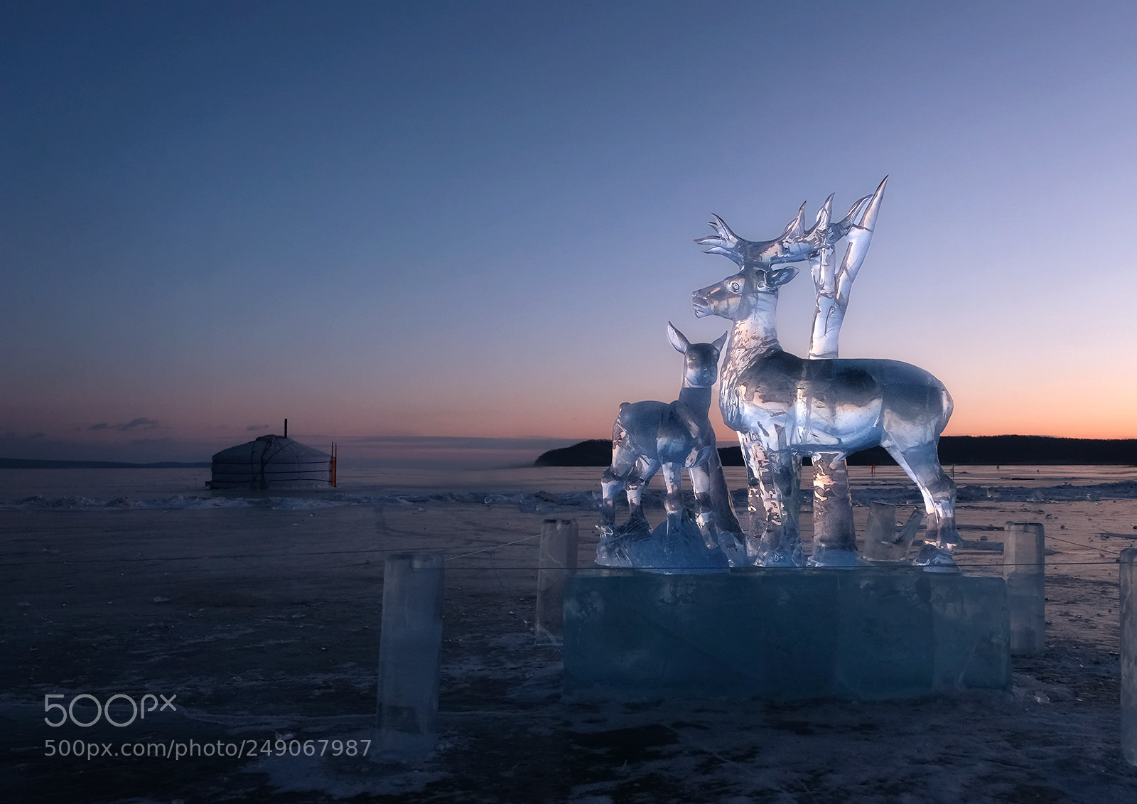 Fujifilm X-T2 sample photo. Deer ice sculpture photography