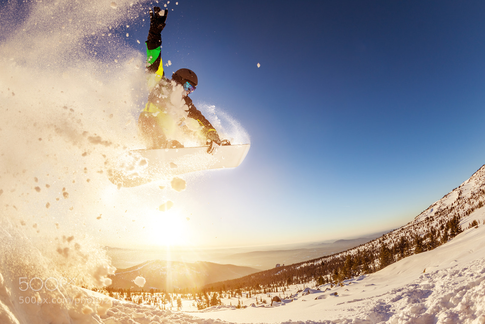 Nikon D810 sample photo. Snowboarder jumps against sunset photography
