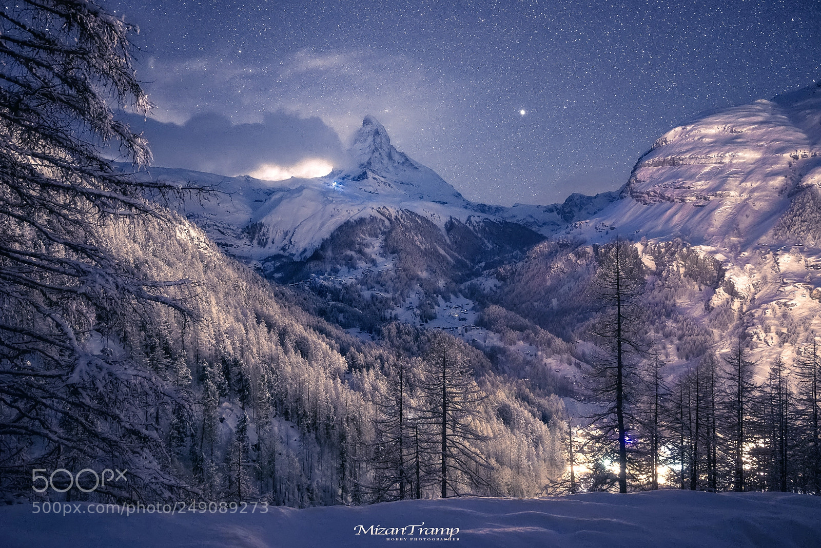 Nikon D810 sample photo. Matterhorn at night photography