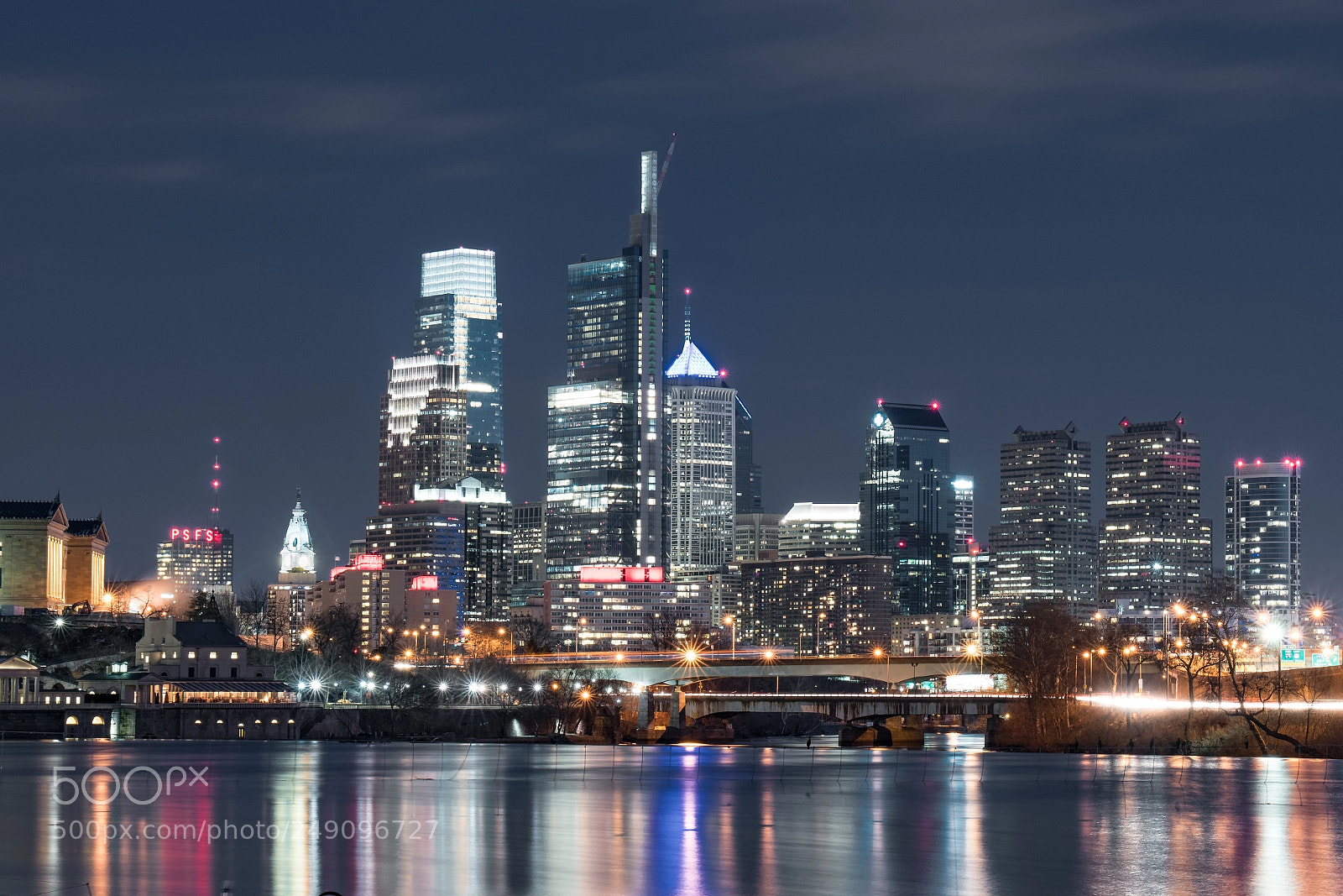 Sony a7R II sample photo. Philadelphia night slyline photography