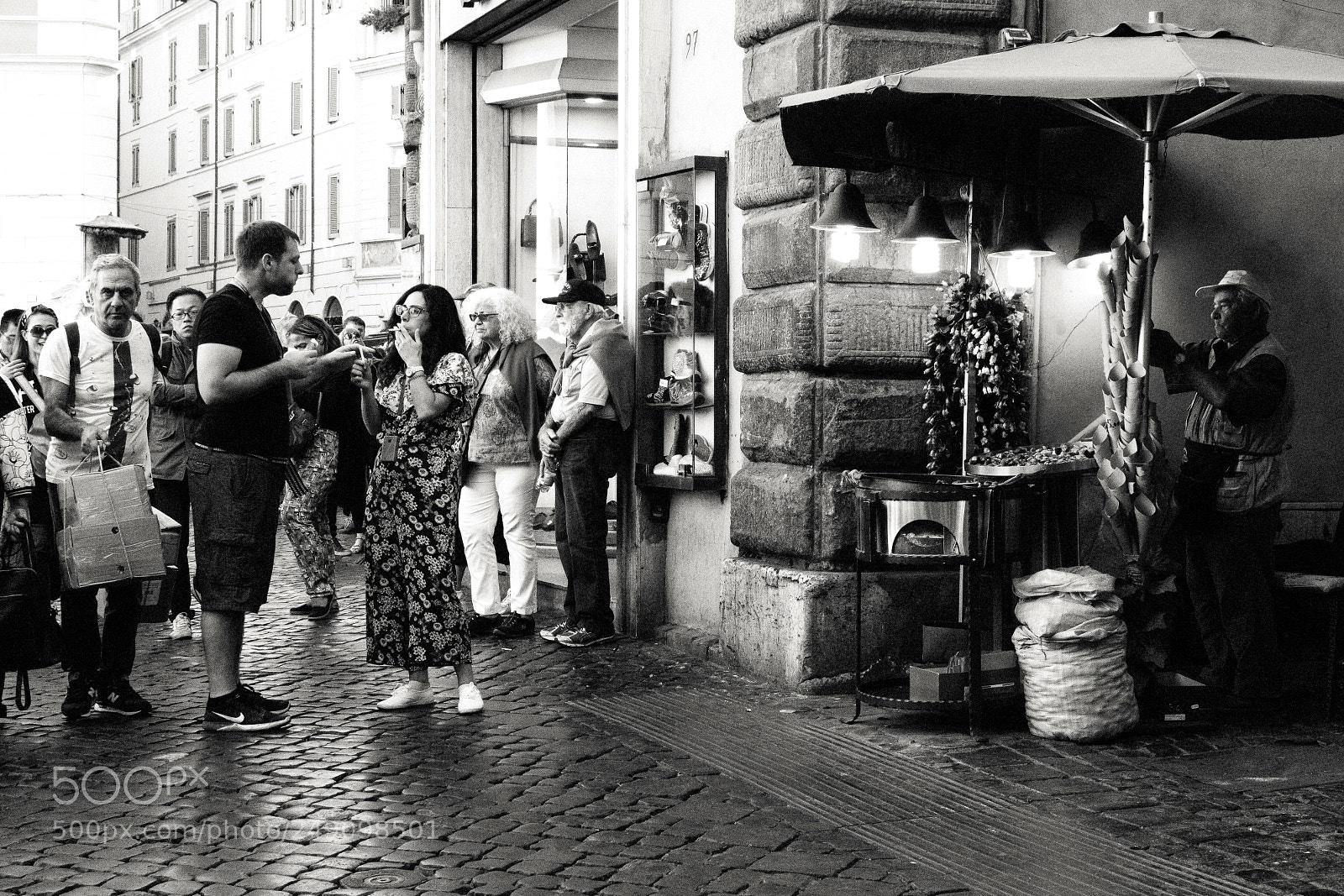 Sony a6500 sample photo. Chestnut vendor and crowd photography