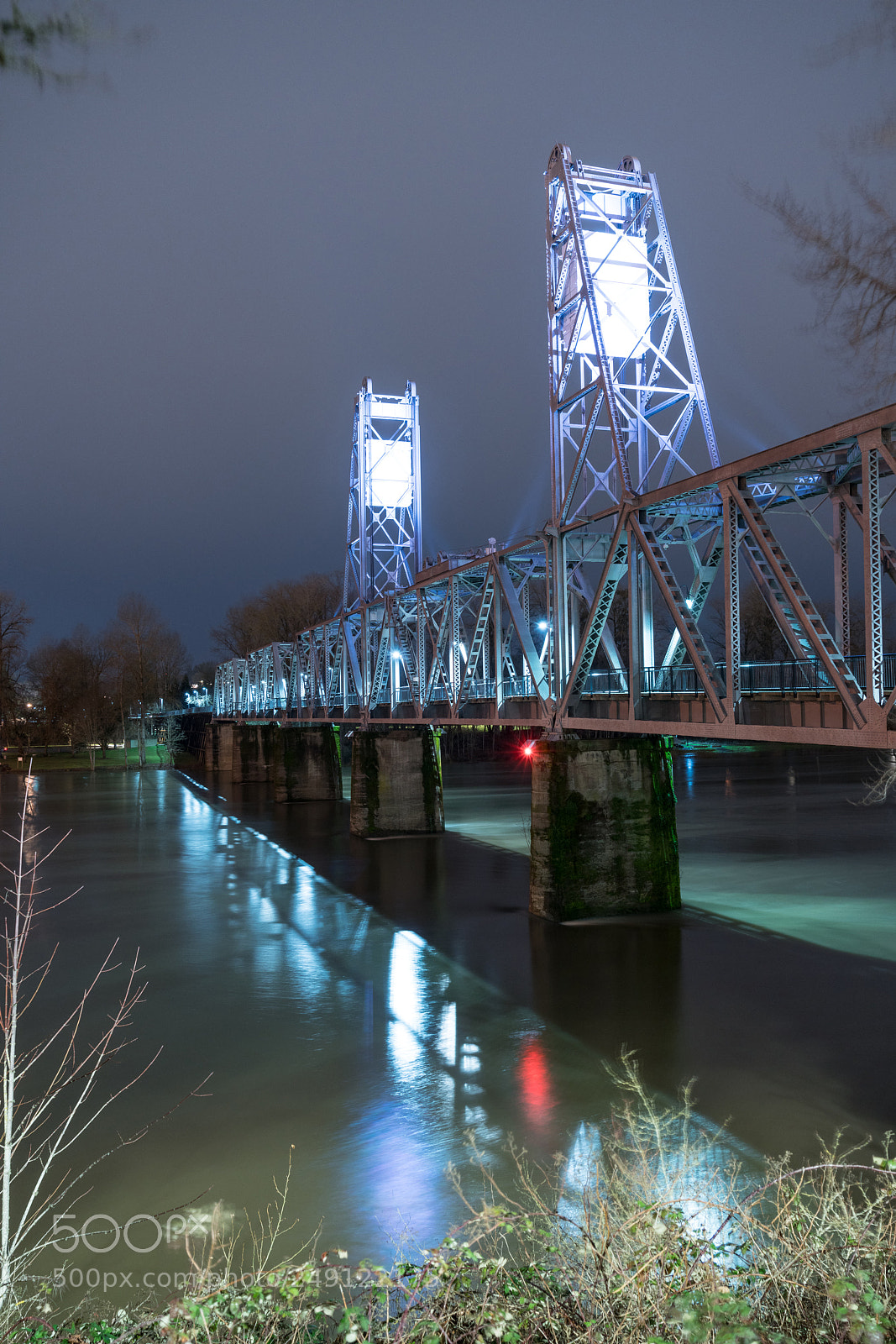 Sony a7R II sample photo. Lighted pedestrian bridge crossing photography