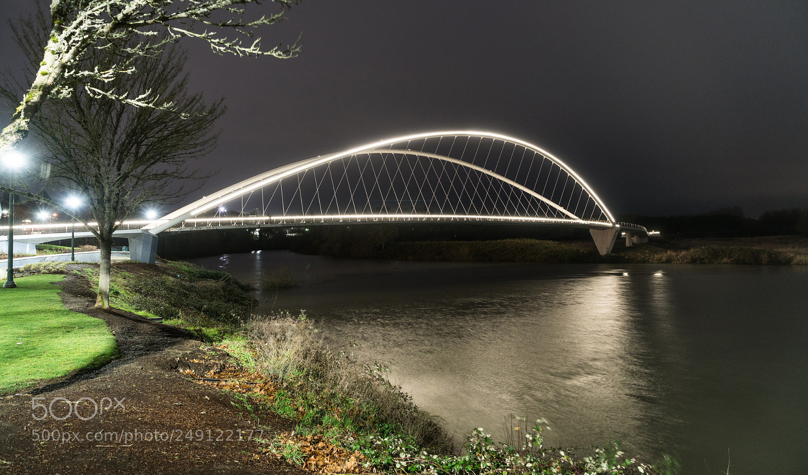 Sony a7R II sample photo. Lighted pedestrian bridge crossing photography