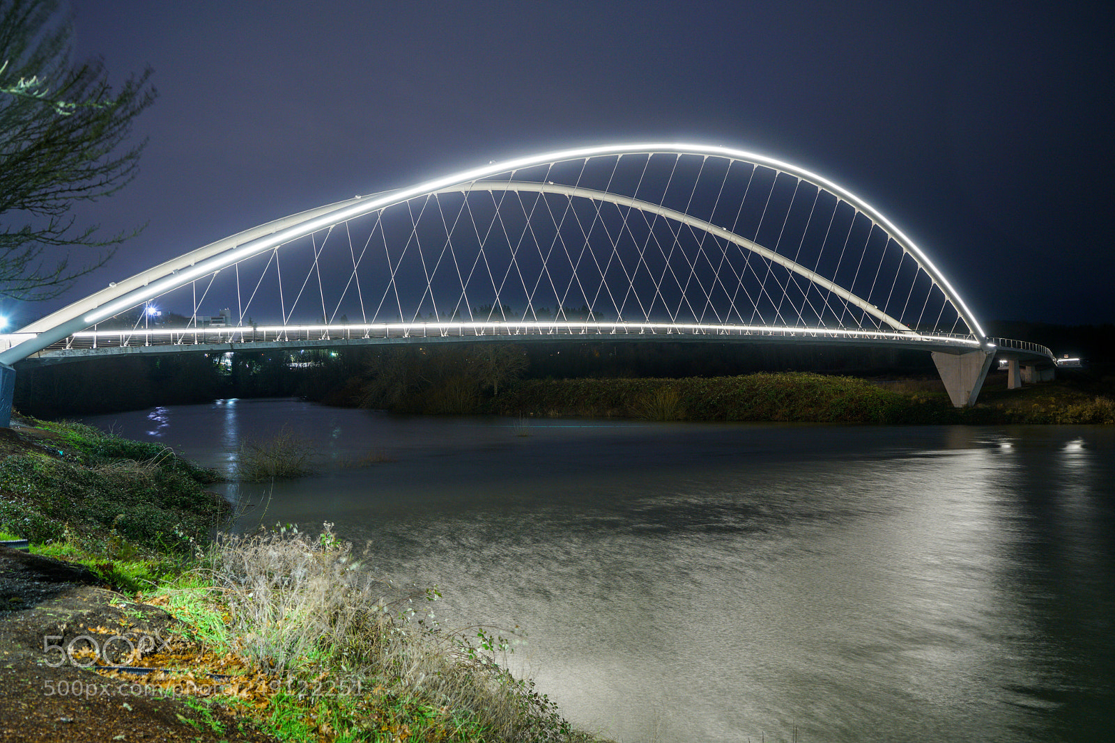 Sony a7R II sample photo. Lighted pedestrian bridge crossing photography